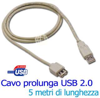 CAVO PROLUNGA USB x PC A/A MASCHIO/FEMMINA M/F 5 METRI  