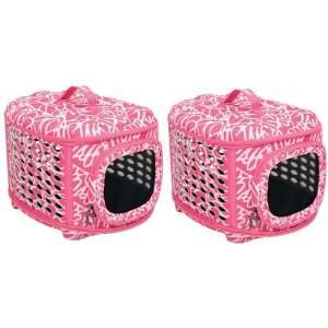 Petmate Curvations Pink Pattern 18x14x12 Dog Cat Pet Carrier 2 pk