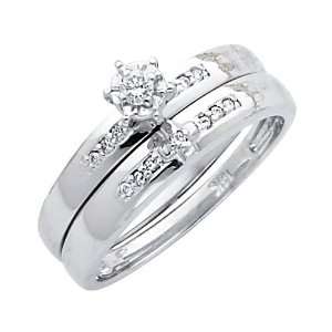 14K White Gold Womens Round cut Diamond Enagagement Ring and Wedding 