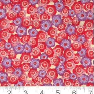  45 Wide Serenity II Cherry Blossoms Allover Red Fabric 