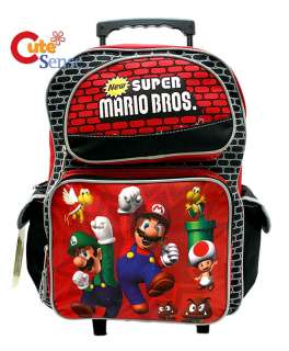 Super Mairo Bro. 12 Medium Roller School Backpack/Bag w/ Toad 