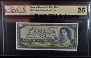1954 Canada $20 Twenty Dollar Bill BC 33a VF 25 BCS  
