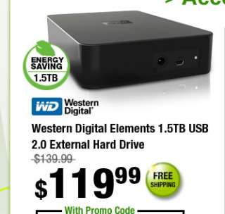 Western Digital Elements 1.5TB USB 2.0 External Hard Drive