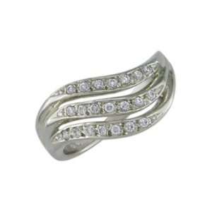   Garciella   size 8.00 14K White Gold Three Row Diamond Ring Jewelry