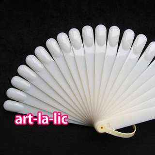   Natural Pop Sticks Display Folding Fan Acrylic UV Gel Polish Nail Art