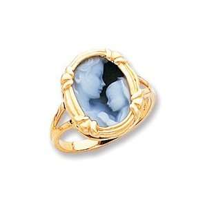  14k Heavens Gift Agate Cameo Ring   Size 6.75   JewelryWeb 