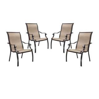 Bromley 4 Piece Sling Patio Dining Chair Set   Tan