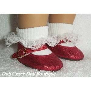  New RED GLITTER Doll Shoes fit American Girl Dolls Toys & Games