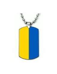 Ukraine Flag Color Dogtag Pendant Necklace w/Chain and Giftbox