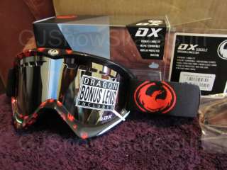 New Dragon DX Ski Snowboard Goggles Black Red Icon Ionized Lens 