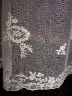 VINTAGE VICTORIAN EMBROIDERED CHIC NET FLORAL LACE DRAPES CURTAINS 