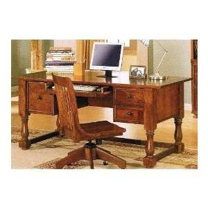  oak finish wood country style writing desk with antique black knobs