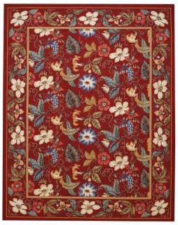 Capel Rugs Floral Garden Wool Loop Hooked Area Rectangle Rug/Red #550 