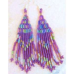 Gift Box Set Shimmering Aurora Borealis Purple Rainbow Iris Seed Bead 
