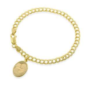 Gold Plated Sterling Silver Mother and Baby Charm Bracelet 
