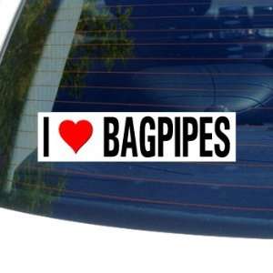  I Love Heart BAGPIPES   Window Bumper Sticker: Automotive
