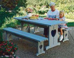 Country Style Picnic Table & Benches PLANS, BBQ, yard S  
