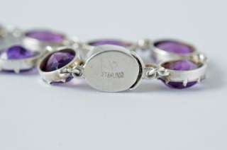   Victorian Silver Purple Amethyst Paste Riviere Bracelet Box Gift c1850