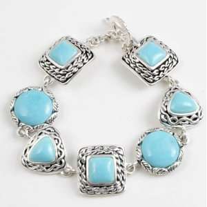    Barse Silver Overlay Howlite Turquoise Link Bracelet Jewelry