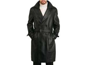    BGSD Mens Classic Leather Trench Coat