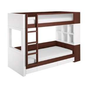Duet Bunk Bed Frame Finish Natural Catalpa Wood, Cabinet Color Lime 
