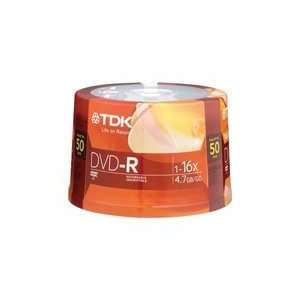 TDK DVD R 16X Silver Branded Blank DVDR Media Disc (48518) 4.7GB in 50 