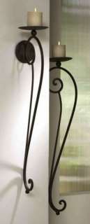   Scrolled Wrought Iron WALL CANDLE HOLDER SCONCE Pair 34L NEW  