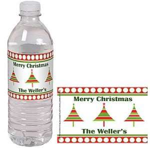 Trendy Christmas Trees Personalized 20oz Water Bottle Labels   Qty 12