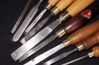 COLLECTION OF 9 VINTAGE WOOD CARVING TOOLS   CHISELS, GOUGES, ETC 