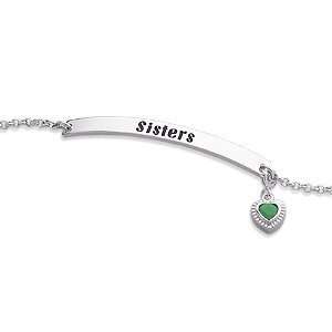    Sterling Silver Sisters Sentiment Bracelet May Birthstone Jewelry