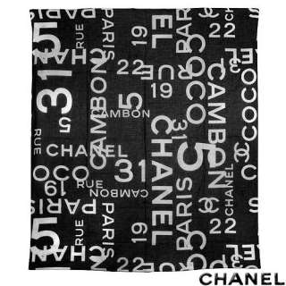 XXL CHANEL Cotton Scarf CC LOGO RET $616 New 50x60 XXL black 