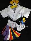 BUILD A BEAR NEW KARATE OUTFIT 8 BELTS TEDDY COSTUME WHITE TOP/PANTS 