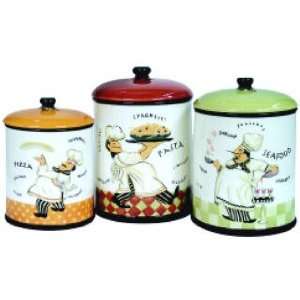   Kitchen Canister SET French Canisters 3 Three Chefs Cooks Everything