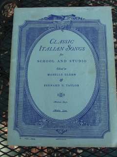 Classic Italian Songs for School and Studio Oliver Ditson Co 1930s 