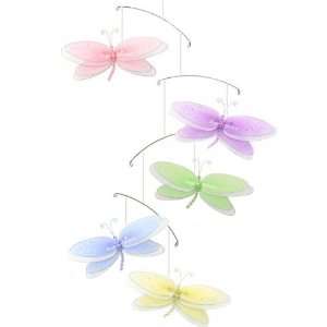  Pink Purple Yellow Blue Green Multi Layered Dragonfly Mobile 