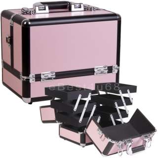 Tier Makeup Cosmetic Train Case Aluminum Box PP2 Pink  