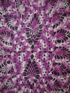   Vintage Lavender Violet Pineapple Hand Crochet Lace Doily Centerpiece