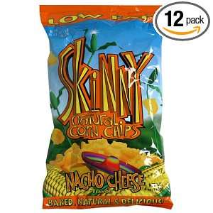 Skinny Snacks Nacho Cheese Corn Chips, 4 Ounce Unit (Pack of 12 