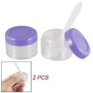    2 Pcs Purple Clear Plastic Cosmetic Face Cream Case Beauty
