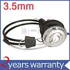 5mm Stereo Headphone Headset with Microphone Mic Silver and Black 