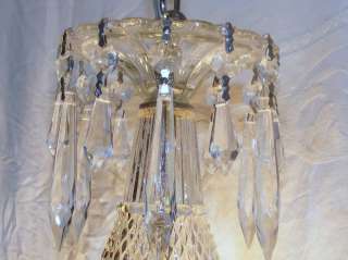 Antique Square 11.5 Embossed Crystal Shade Chandelier Lighting  