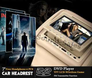 NEW BLACK PAIR 7 HEADREST LCD CAR MONITOR DVD PLAYER!  