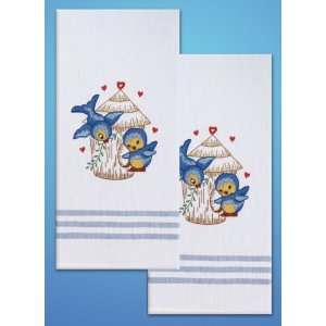  Stamped Kitchen Towels For Embroidery Bird Arts, Crafts 