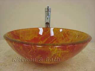 Double Layers Glass Vessel Sink & Chrome Faucet Combo  