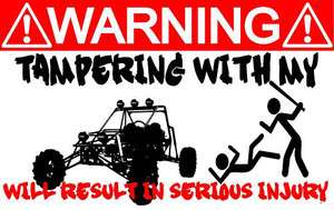 OFF ROAD DUNE BUGGY RAIL WARNING DECALS DECAL  