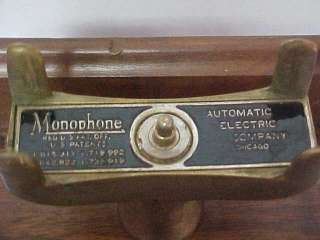   Electric Hand Crank Brass Oak Wall Telephone Antique Wood Phone