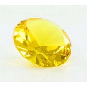  Yellow Diamond Shaped Glass Paperweight Home Office 