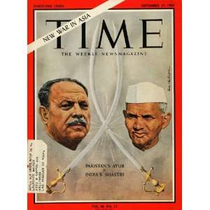 1965 Cover Time Pakistan Ayub Khan India Lal Shastri   Original Cover