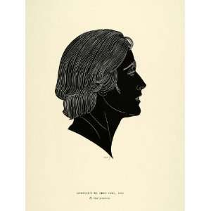  1938 Print Woodcut Eric Gill Portrait Profile Artwork Face 