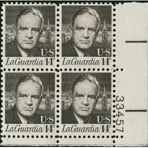 US Postage Stamps, 1972, Fiorello H. LaGuardia, S# 1397, Plate Block 